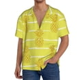 thumbnail image 3 of Naloa Gold Pineapple Men's Loose Fit Cuban Collar Short-Sleeve Shirt with Button-down and Chest Pocket for Everyday Wear Outings - 4X-Large, 3 of 7