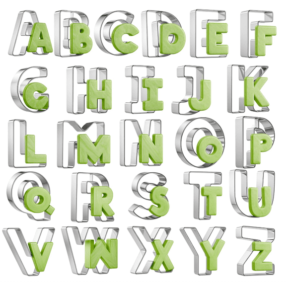26pcs Stainless Steel Alphabet Cookie Cutters - Perfect for Baking, Candy Making, and Cake Decorating Kitchen Cookie Presses