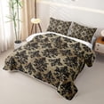 thumbnail image 3 of jejeloiu Opulent Damask Twin Quilt Set,Retro Print Twin Coverlet Set For Adults,Beige Black,2-Piece, 3 of 7