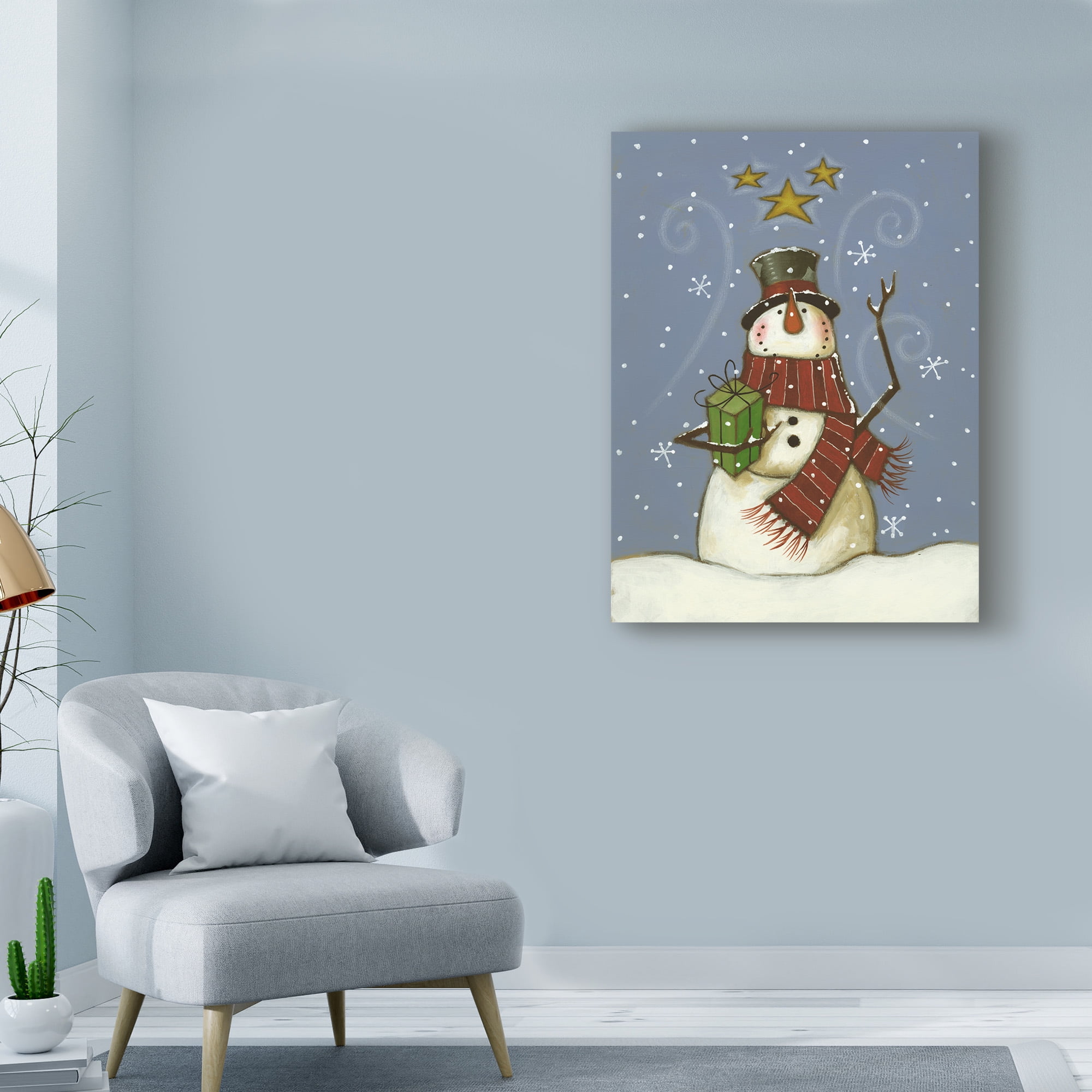 Trademark Fine Art 'The Snowmans Gift' Canvas Art by Margaret Wilson