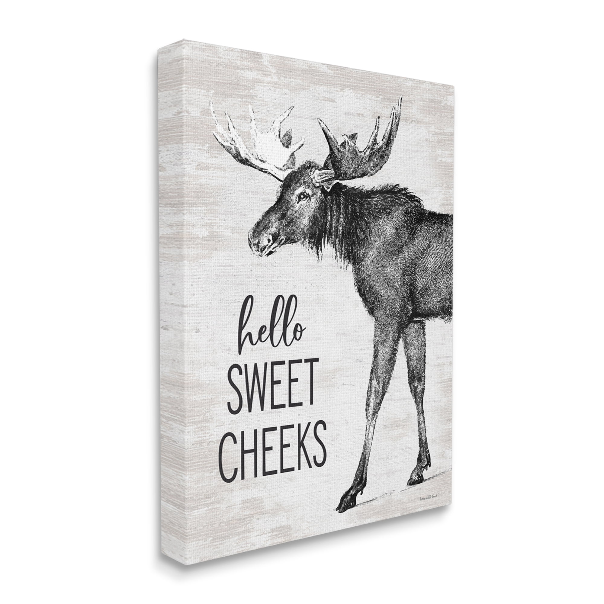 Stupell Industries Hello Sweet Cheeks Funny Bathroom Humor Rustic Moose, 24 x 30, Design by Lettered and Lined