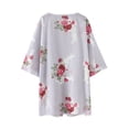 thumbnail image 4 of Sedceaty Women Swimsuit Cover Up, Summer Bikini Beachwear Dress Kimono Cardigan Rose Pattern Long Sleeve Beach Cover Up Tops, 4 of 9