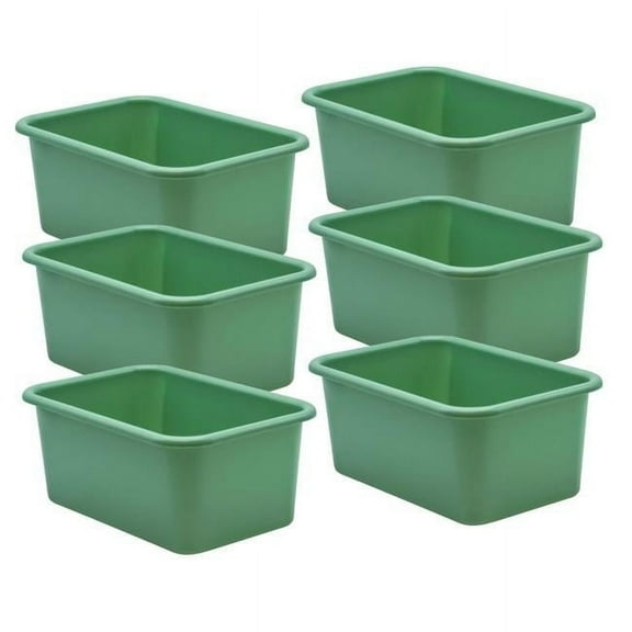 Plastic Storage Bin, Green - Small - Pack of 6