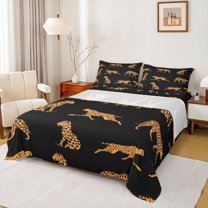 Castle Fairy Boys Girls Leopard Animal Twin Sheet Sets,Wildlife Cheetah Bedding