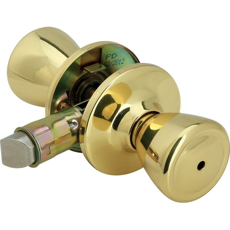 Legend 809074 Tulip Style Door Knob Privacy Bed and Bath Lockset for Mobile Homes, US3 Polished Brass Finish