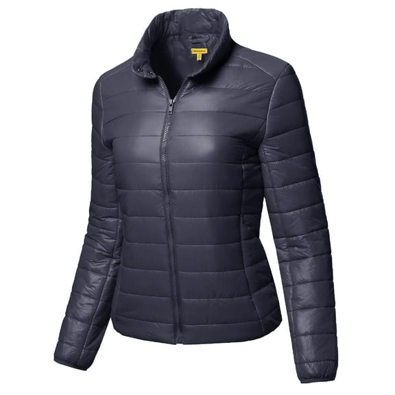 FashionOutfit Women's Lightweight Solid Basic Outdoor Sports Quilted Puffer Jacket
