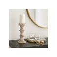 thumbnail image 3 of Decorative Wooden Pillar Candle Holder with Bead Banded - Stylish Antique Style Candlestick Holder for Table Centerpiece or Entryway Decor - Home Decor Accent for Living Room - 11", Ivory & Tan, 3 of 12