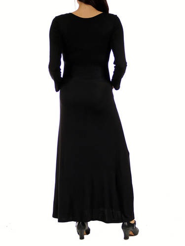 Women's Maternity Long Sleeve Scoop Neck Maxi Dress - image 3 of 4