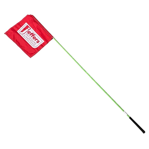 Jeffers Livestock 60" Cattle Sorting Flag Whip with Lightweight Fiberglass Shaft, Red Ripstop Nylon Flag, Polypropylene Coated Shaft, Golf Grip Handle for Farm, Ranch, Training Equipment