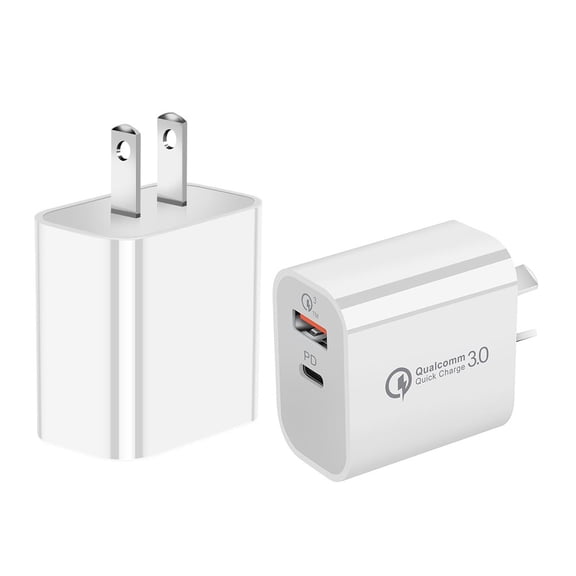 Bemz Wall Charger for Samsung Galaxy A54 5G - 18W Dual-Port Power Adapter (High Powered Fast Charging USB-C Power Delivery/USB-A Quick Charge 3.0) - White
