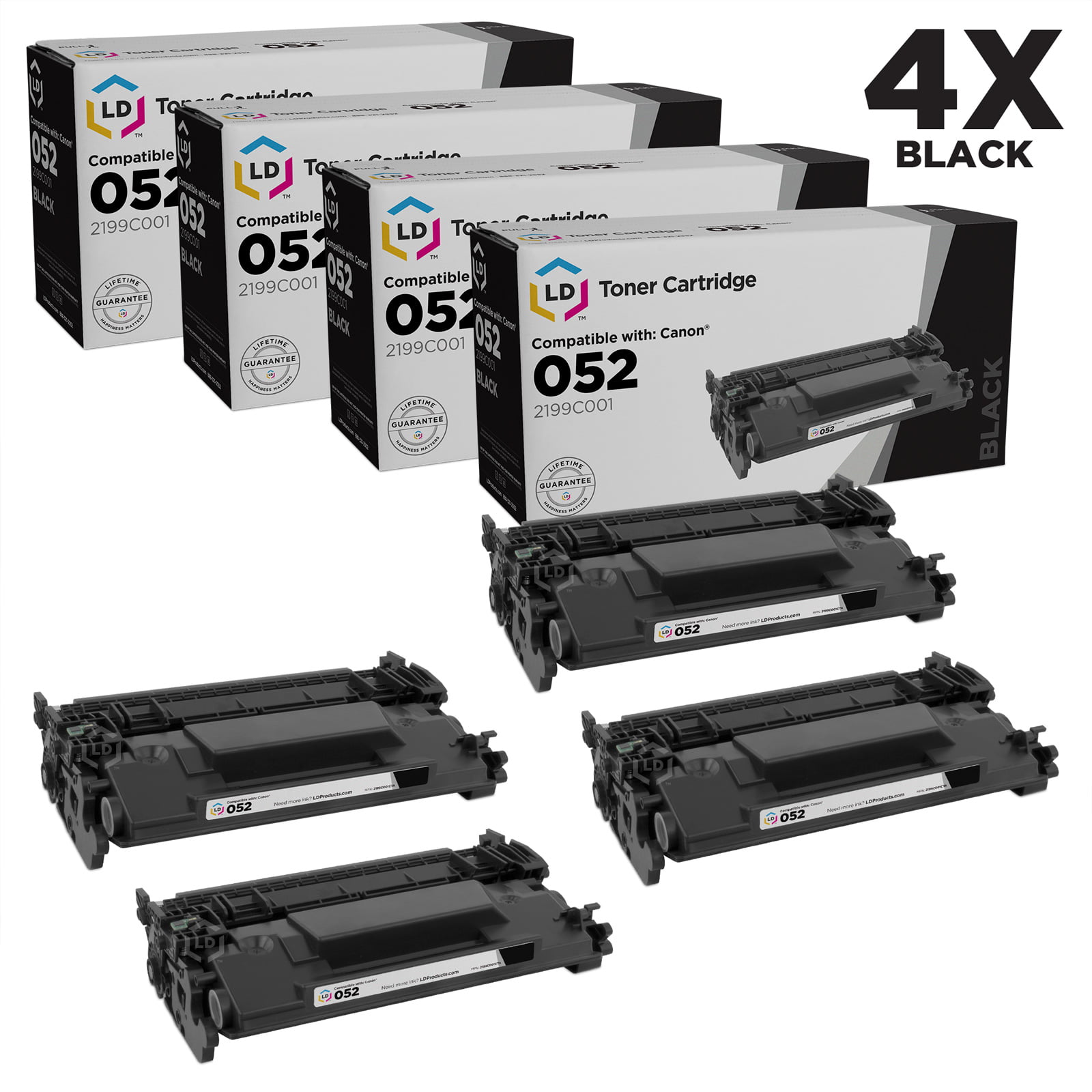 gemakkelijk Een zekere afbetalen LD Compatible Toner Cartridge Replacement for Canon 052 2199C001 (Black,  4-Pack) - Walmart.com