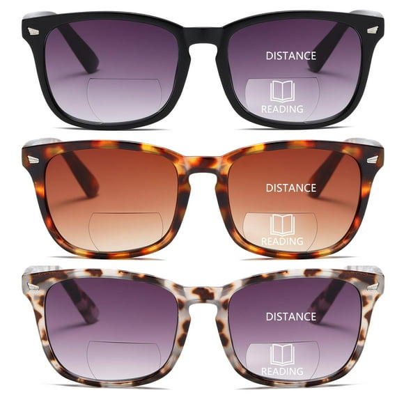 Gafas de Sol Bifocales Clásicas Retro para Mujer +2.0 Paquete de 3