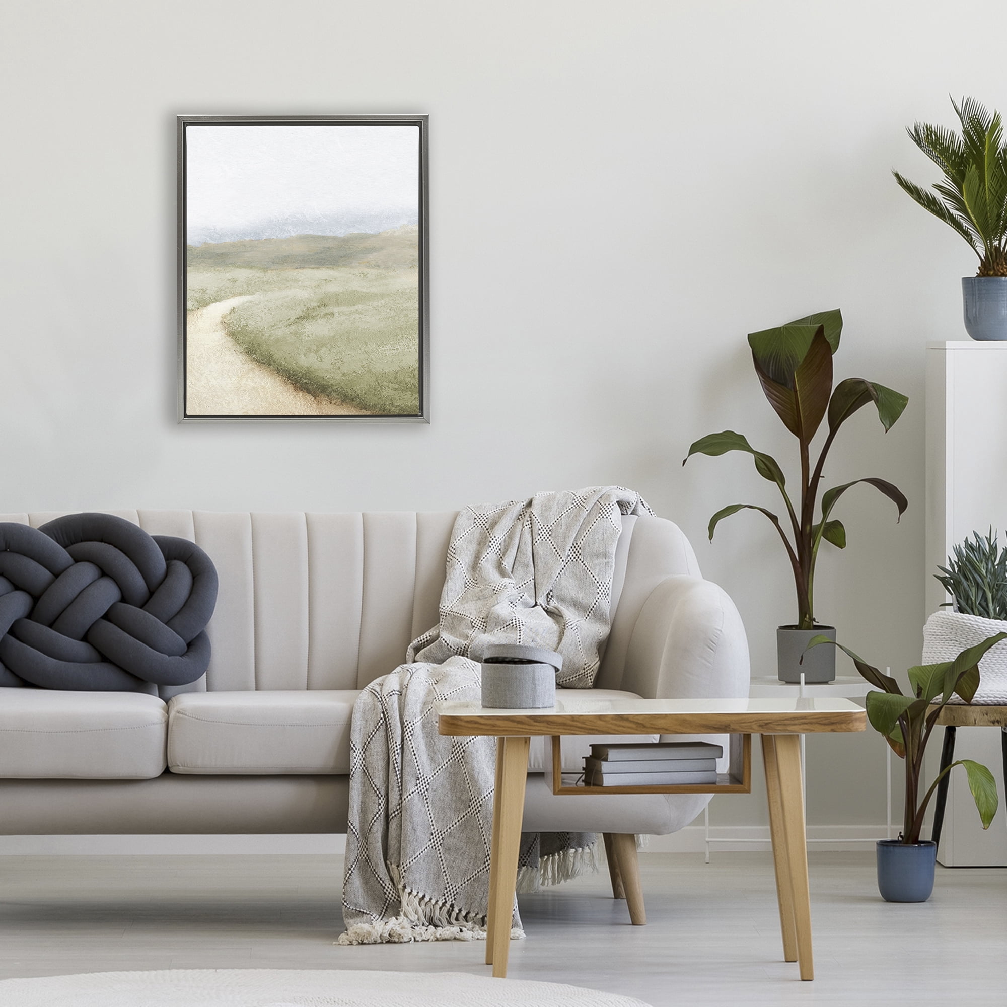Stupell Industries Green Pasture Quiet Landscape Gray Framed Floater Canvas Wall Art, design by Michael Marcon