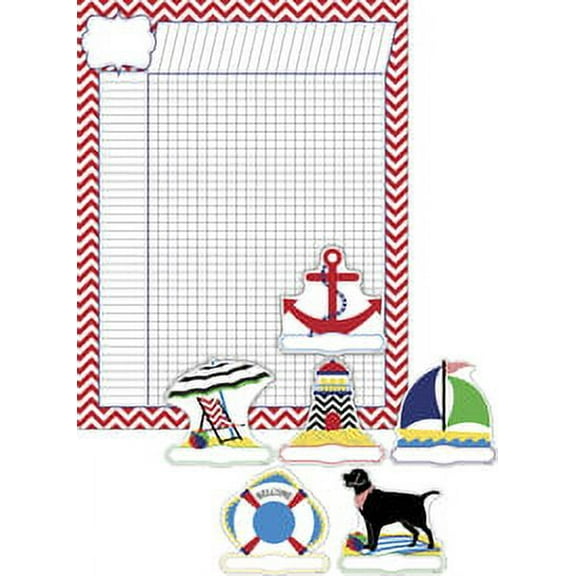 Barker Creek Nautical Chevron Incentive Chart and Accent Set - Set of 37 (BC3738)