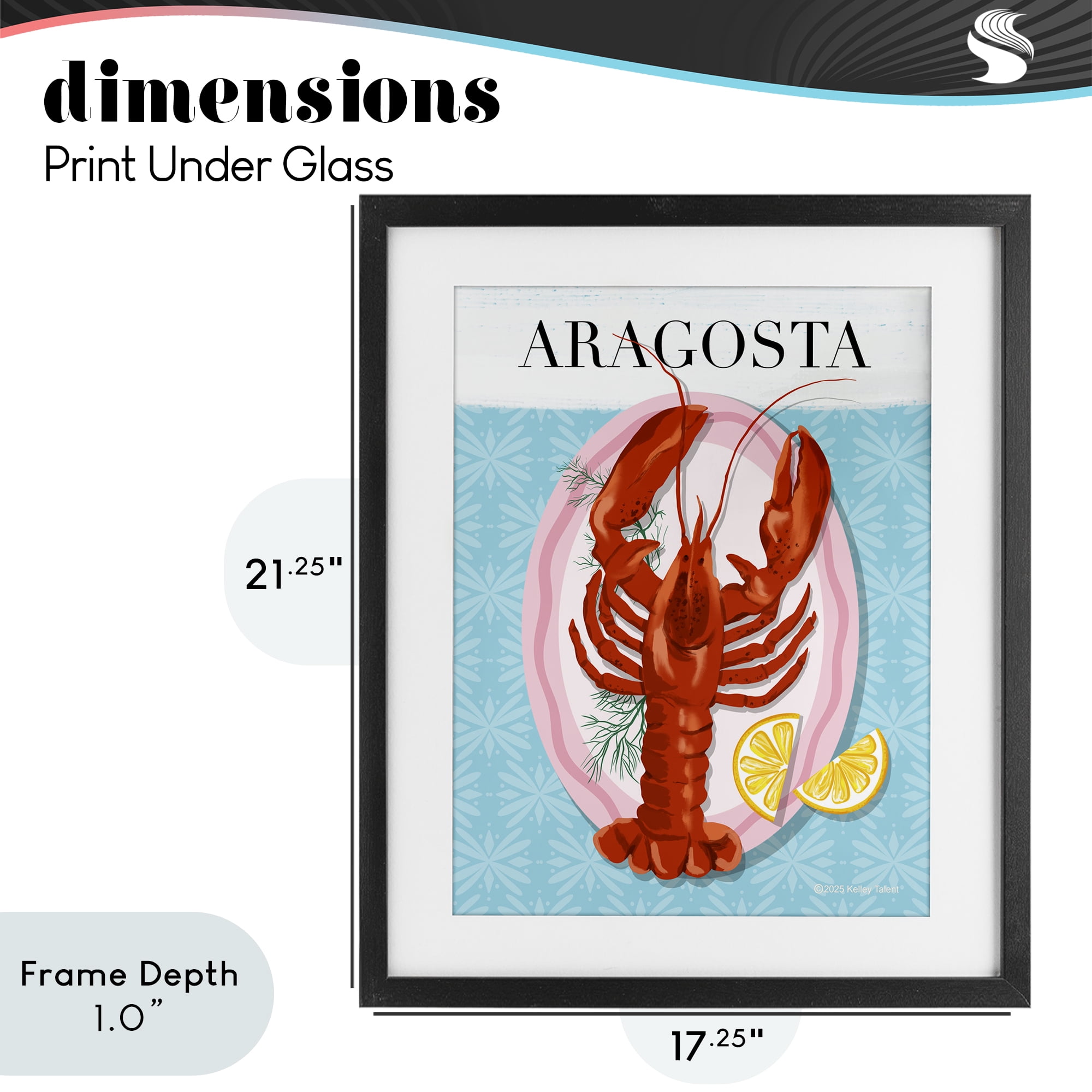 Stupell Industries Aragosta Lobster Dish Black Framed Print Under Glass, design by Kelley Talent