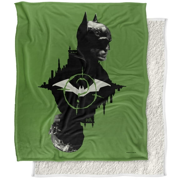 The Batman (2022) Blanket, The Batman and The Riddler Mirrored Silky Touch Sherpa Back Super Soft Throw Blanket