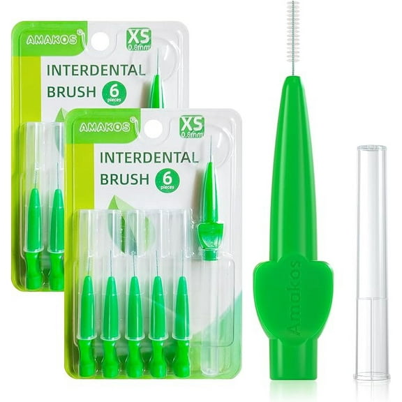 12 Pcs Interdental Brush for Braces, Reusable Dental Brush for Teeth Cleaning Soft Flexible Bristles Dental Picks (0.8mm)