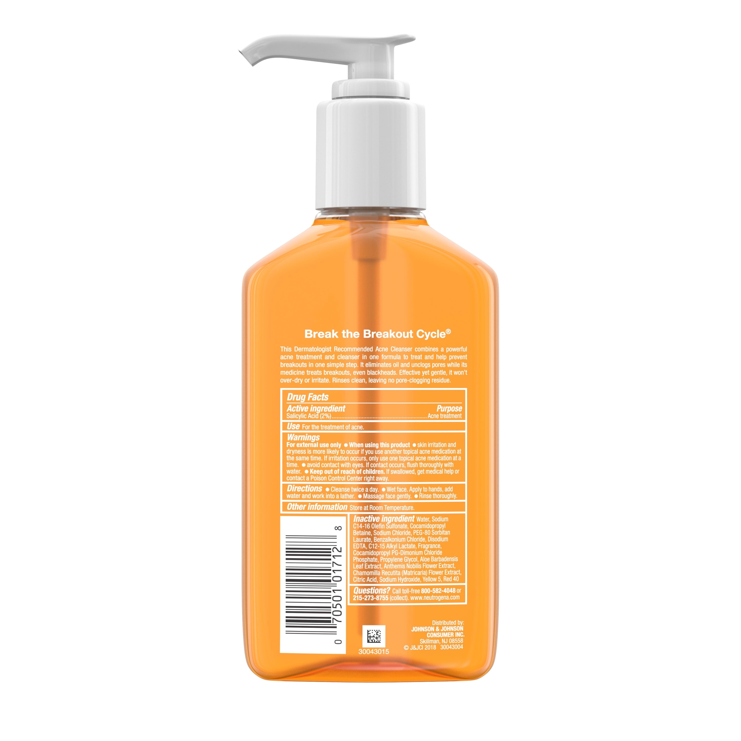 neutrogena acne face wash ingredients