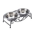 thumbnail image 1 of Double gamelle en acier inoxydable pour chien et chat, mangeoire, support pour eau et nourriture, 1 of 4