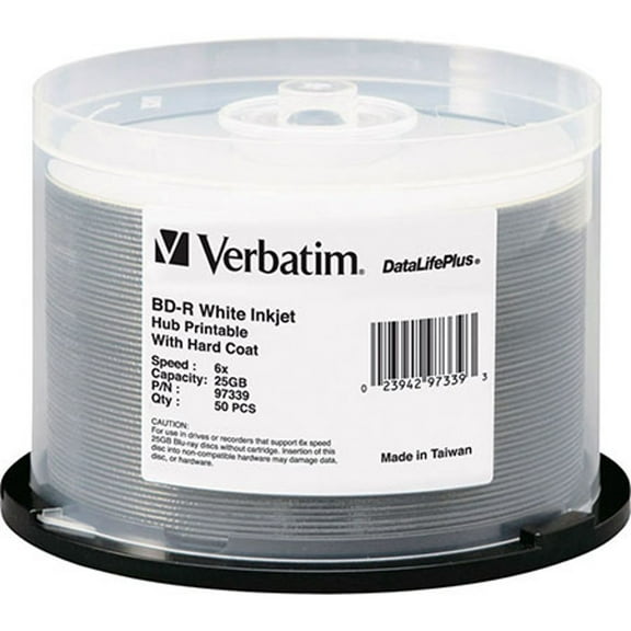 50PK BD-R 25GB 6X DL  SPINDLE WHITE INKJET HUB PRINTABLE