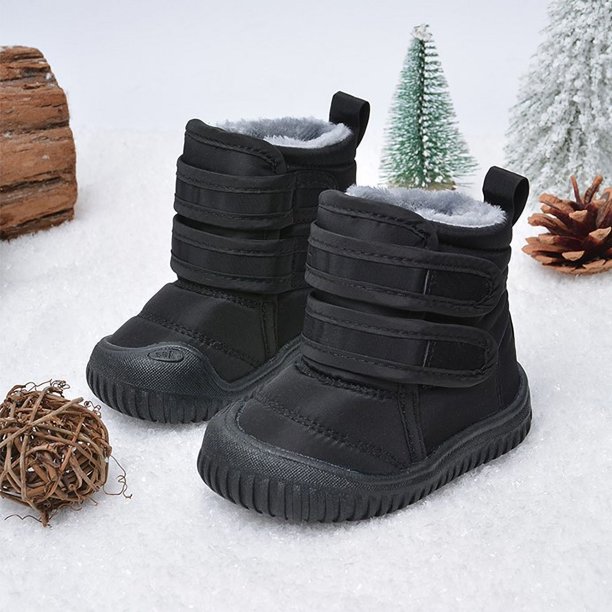 Botas de nieve de invierno para niños con forro polar, zapatos casuales de algodón, botas de algodón para bebés de hombres y mujeres con fondo suave y cálidas