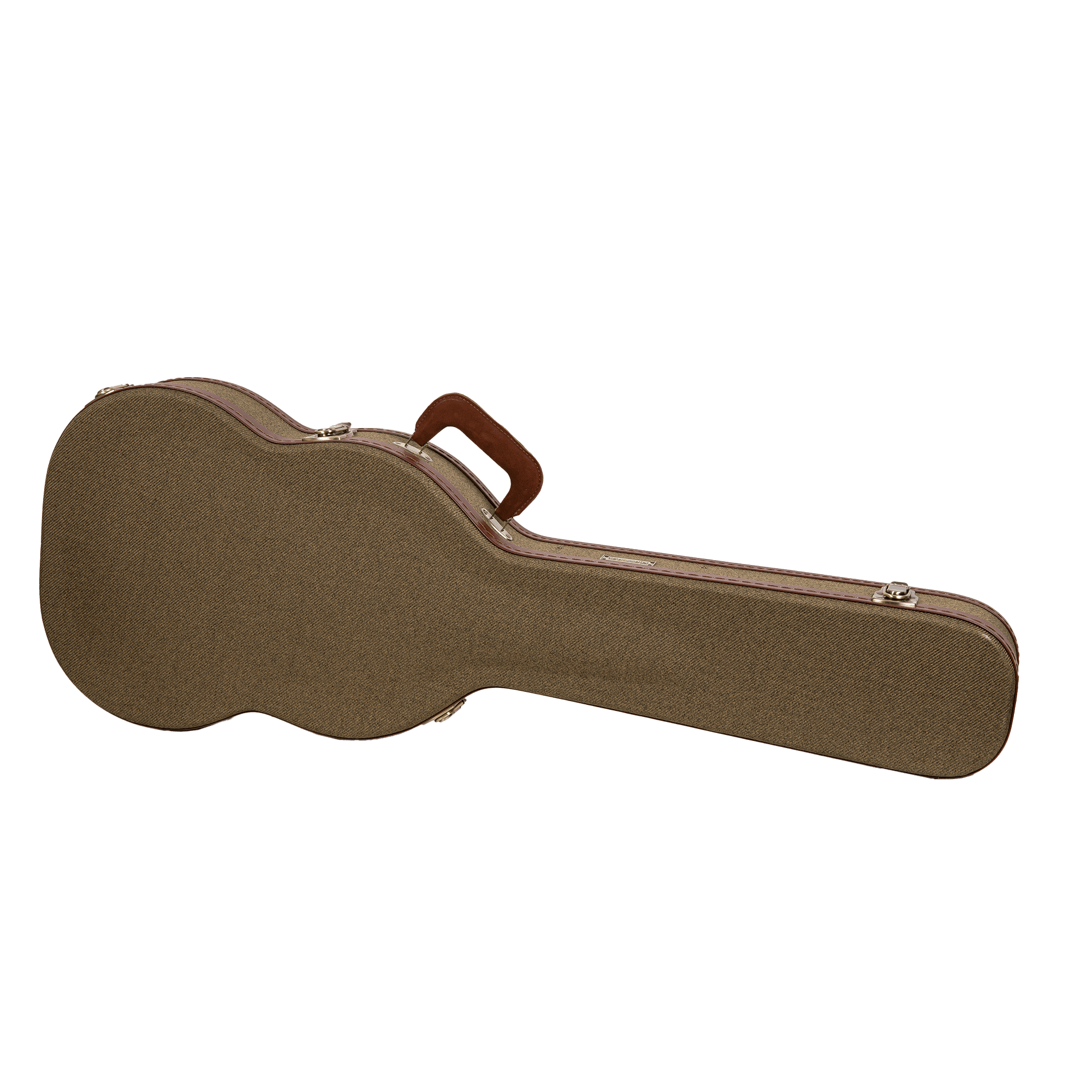 Crossrock Master Series - Wooden SG Electric Guitar Case - Security Lock, Genuine Leather Handle, Reinforced Hardware, Metal Feet, Storage Space- Olive Green Tweed