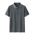 thumbnail image 2 of JDQJBZ Chemises pour Hommes Couleur Unie Manches Courtes Chemise Décontractée Col Rabattu Haut Été Vêtements de Golf, 2 of 4