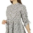 thumbnail image 6 of Moomaya Printed Top 3/4 Sleeve Mandarin Collar Pleated Fit & Flare Short Tunic For Women, 6 of 9