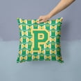 thumbnail image 2 of Letter P Football Green and Gold Fabric Decorative Pillow, 2 of 4