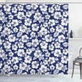 thumbnail image 1 of Ambesonne Hawaii Shower Curtain, Flowering Hibiscuses, 69"Wx70"L, Navy Blue White, 1 of 3
