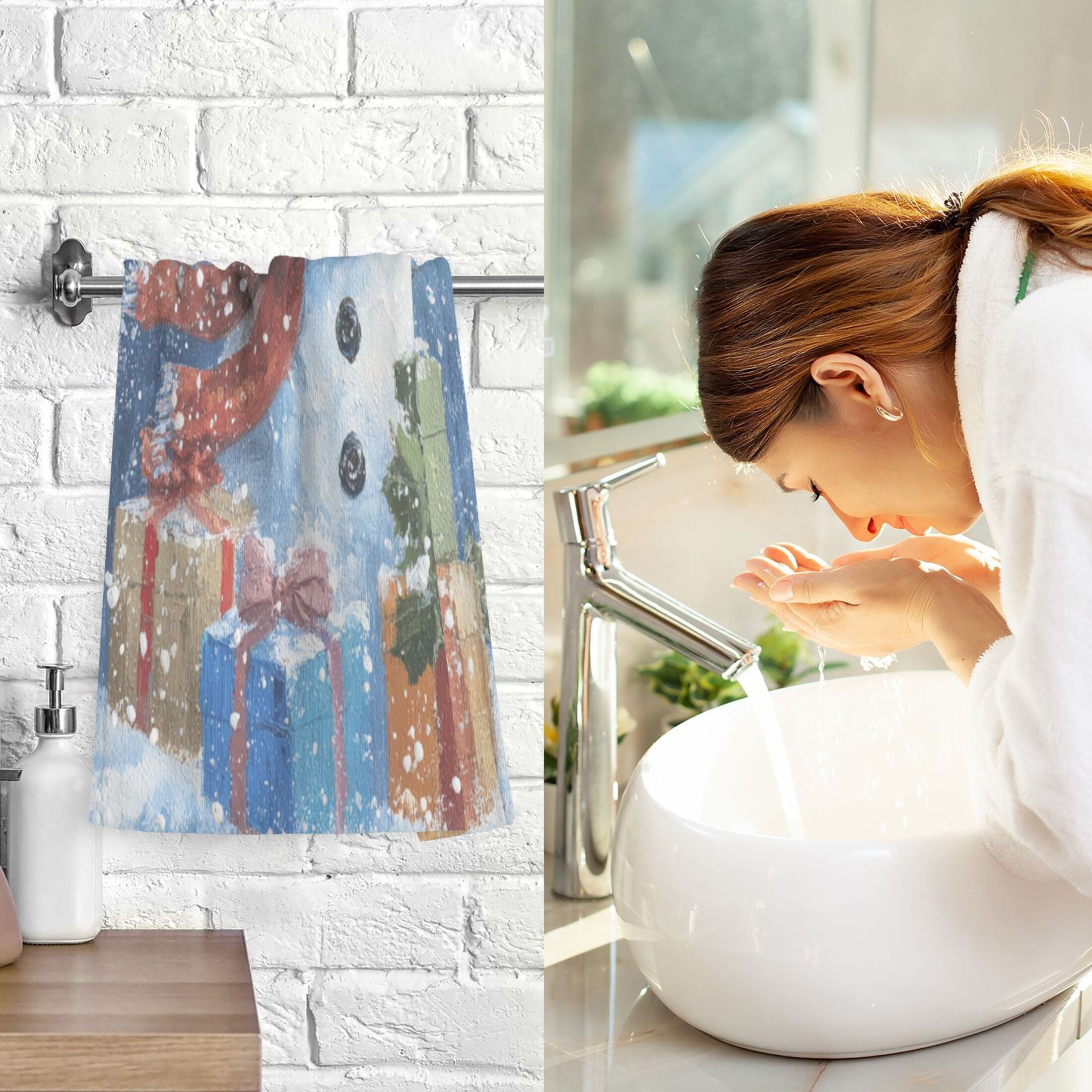Cotton Towel Two-Piece 16x28 Inch One Sizex2 Face Towel Set Towel Set Cotton Hand Bath Towel Bathroom Beach Aurora