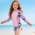 thumbnail image 6 of SGMVNU Girls Rash Guard Swimsuit Two Piece Bathing Suit Full Coverage Long Sleeve Swimwear with Shorts, Size 7-8 Years, cl4-Pink, 6 of 8