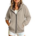 thumbnail image 7 of Besolor Teen Kids Girls Clothes Sweatshirts Casual Removable Long Sleeve Hoodies Fall Winter Oversized Fleece Jackets with Pocket(15-16 Years,Khaki), 7 of 7