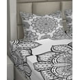 thumbnail image 2 of Ambesonne Mandala Fitted & Top Sheet Set with Shams, Abstract Round Floral Motif, Black White, 2 of 4