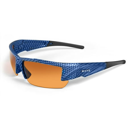 Maxx Sunglasses Stealth 2.0 Blue Carbon Fiber Frame HD Amber Lens