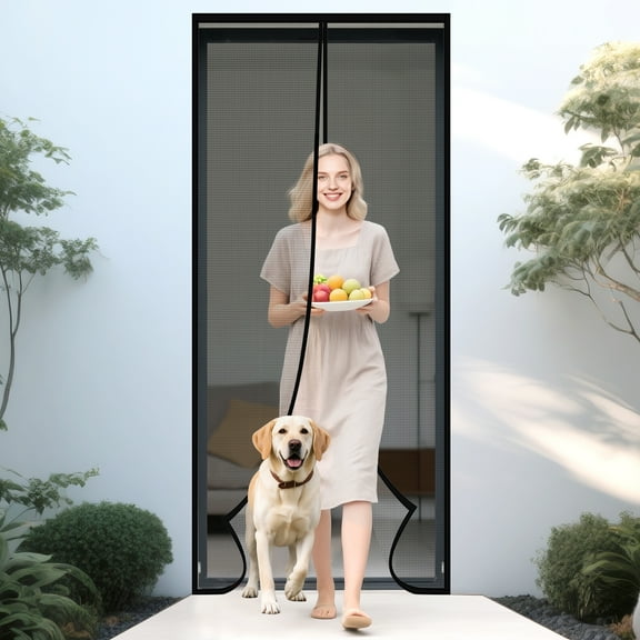 Magnetic Screen Door 36" x 81" Black, Door Mesh Screen with Magnetic, Heavy Duty, Door Net, Patio Screen, Sliding Door Screen, Bug Screen for Doorways, Kid and Pet Friendly