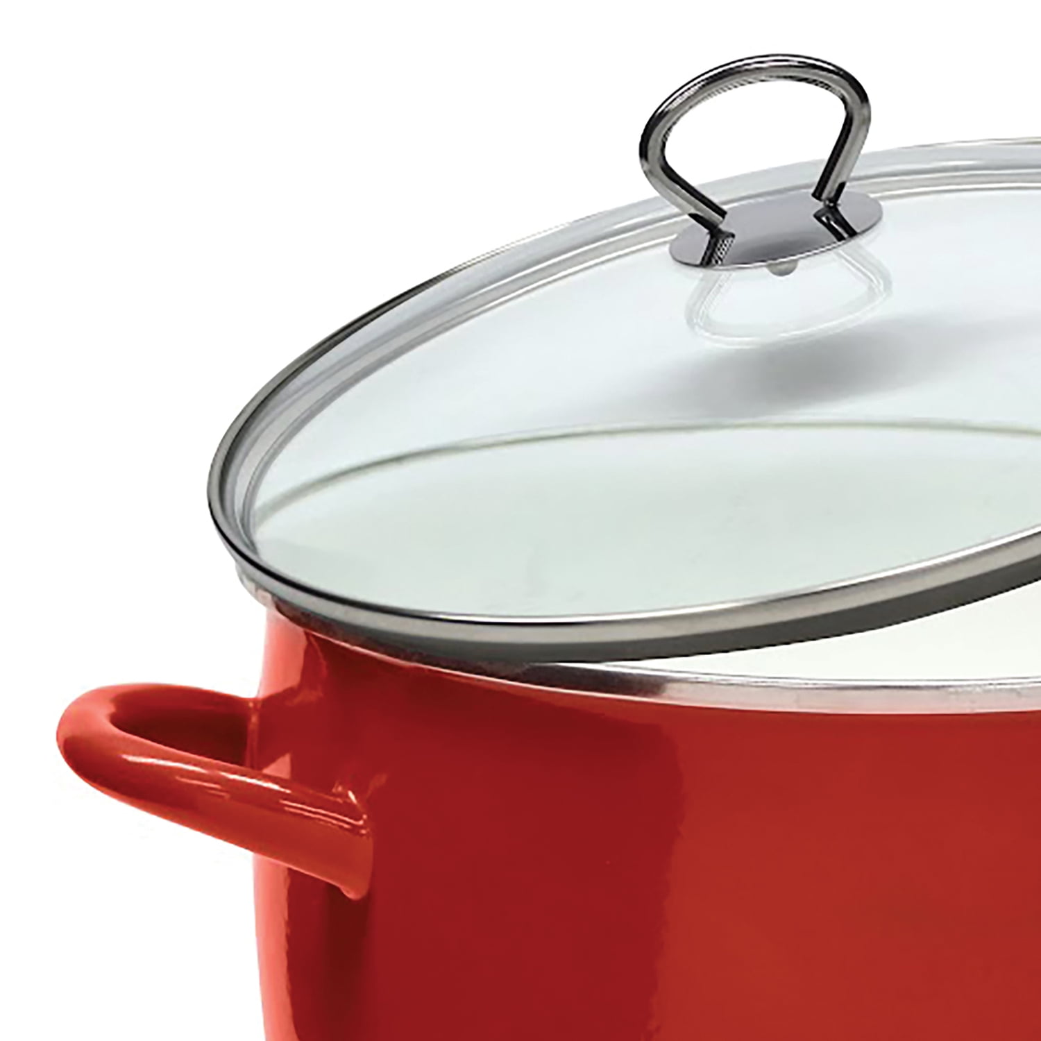VASCONIA 12-Qt. Enamel-on-Steel Stockpot with Glass Lid (Red), 4043709