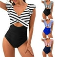 thumbnail image 6 of Feimerou Swimsuit for Women 2025 One Piece Sexy Swimsuit Tummy Control High Cut Bathing Suit Sexy Ruffer Sleeve V Neck Criss Cross Monikini Sale, 6 of 6