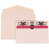 JAM Paper Wedding Invitation Set, Small, 3 3/8 x 4 3/4, Pink Card with White Envelope Blue and Pink Band, 100/pack