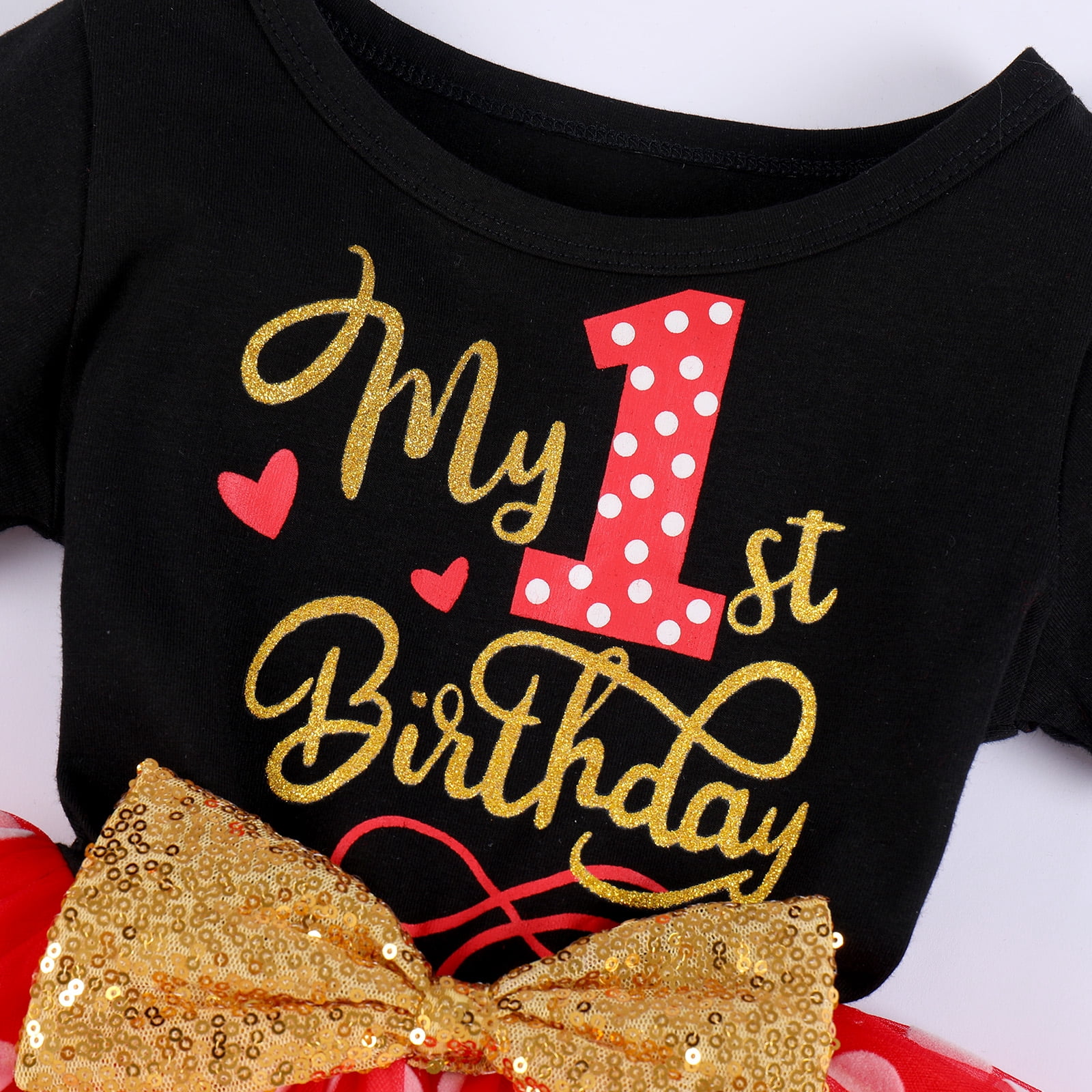 IBTOM CASTLE Baby Girls 1st 2nd Birthday Clothes Mouse Polka Dots One Sequin Tutu Princess Dress Cake Smash
