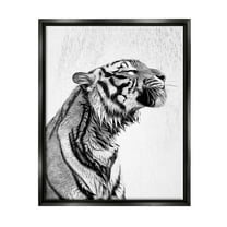 Stupell Industries Tiger Bathroom Splash Animals & Insects Painting Black Floater Framed Canvas Art Print Wall Art, 17 x 21