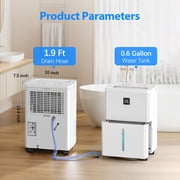 Aootek Dehumidifier for Basement,DOE 10pints/day Dehumidifier with 0.6Gal Tank,Humidity Control,Timer,Drain Hose ,24HR Timer,MAX 30 Pints Dehumidifier Spaces up to 3000 Sq. Ft