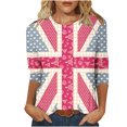 thumbnail image 1 of FAIWAD Femmes 3/4 Manches Blouses Casual Col Rond Imprimés Graphiques Tops Branché Festival Pull Tops, 1 of 5