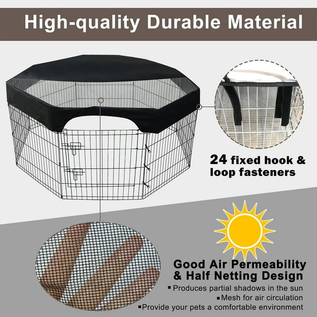 Pet 24 Inch Pet Playpen Cover 8 Panels Octagonal Pet Fence Mesh Cover Dog Playpen Sun Protection Shade Cover Waterproof Dog Playpen Top Cover Playpen Not Include