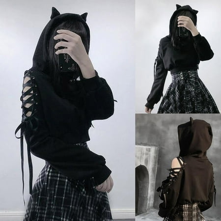 EINCcm Sweaters for Women Hoodies for Women With Designs Women's Fashion  Hoodies u0026 Sweatshirts Women's Cat Ear Hoodie Pullover Long Sleeve Hooded Sweatshirt  Cute Blouse Black XXXXL | Walmart Canada