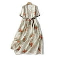 thumbnail image 2 of Enjoytime Dresses For Women 2025 Casual Cotton And Linen Boho Floral Short Midi Dresses Hem Tie Back V Neck A Line Swing Flowy Dresses For Women, 2 of 7