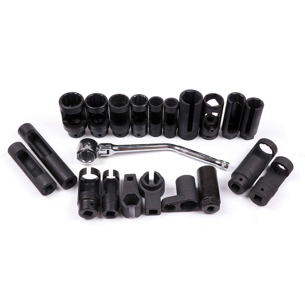 SCITOO 21pcs O2 Oxygen Sensor Socket Special Sending Unit Socket Tool With 7/8 Offset Oxygen Sensor Socket Fit for Auto Truck Car