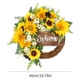 thumbnail image 2 of 16 Inch Spring Artificial Sunflower Wreath for Front Door,Yellow Decorative Summer Floral Door Wreath with Daisy,Green Leaves and Linen Ribbon for Wall or Home Decoration, 2 of 7