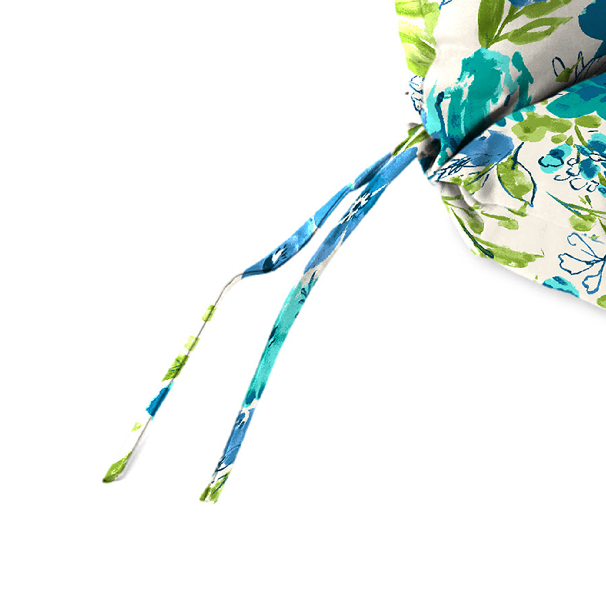Jordan Manufacturing 45" x 22" Bettina Aqua Cream Floral Rectangular Outdoor Chair Cushion with Ties and Hanger Loop (2 Pack)