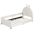 thumbnail image 4 of Twin Size Upholstered Daybed with Rabbit Ear Shaped Headboard, Beige, 4 of 9